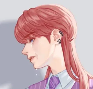 💧 Аниме, Плачет, Грустный, Персонаж, Розовые волосы telegram sticker