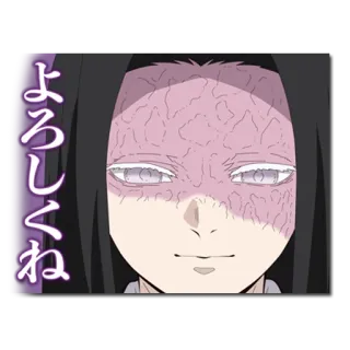 😷 よろしくね аниме, персонаж, лицо, приветствие telegram sticker