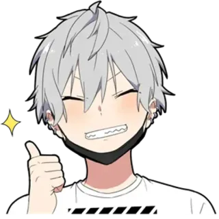 😉 애니메이션, 소년, 엄지척, 행복한, 긍정적인, 귀여운, 만화 telegram sticker