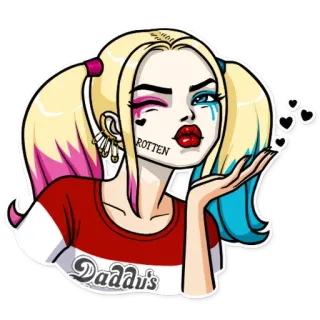 😘 Harley Quinn Rotten Daddy's харли квинн, dc comics, злодей, комиксы, мультфильм, девушка, персонаж telegram sticker