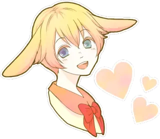 😃 动漫, 兔耳朵, 可爱, 爱心, 兔子, 粉彩, 插画 whatsapp sticker
