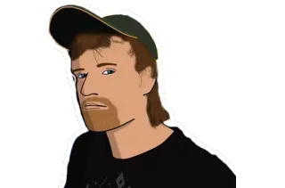 😕 pria, potret, mullet, topi, kartun, ilustrasi telegram sticker