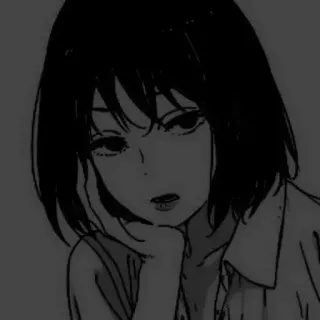 📎 Anime, Garota, Mangá, Triste, Retrato, Preto e branco telegram sticker