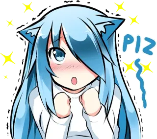 😊 Plz Anime, Carino, Kawaii, Ragazza gatto, Richiesta, Supplicando, Implorando whatsapp sticker