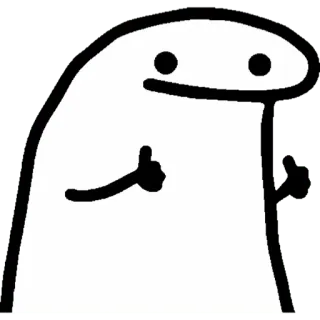 😀 만화, 캐릭터, 막대기 인간, 엄지 척, 단순한, Florkofcows telegram sticker