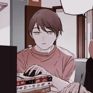 🥢 ragazzo, studio, libri, computer, studente, persona, scrivania telegram sticker