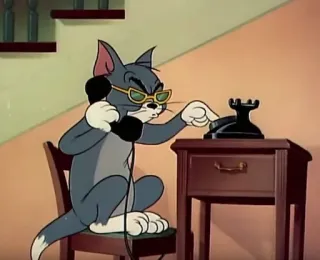 ☎️ Tom Cat Cartoon, Katze, Telefon, Brille, Cartoonfigur whatsapp sticker
