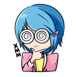 🤔 XMM Anime, Manga, Cartoon, Hypnotisiert, Mädchen, Brille, Denken telegram sticker