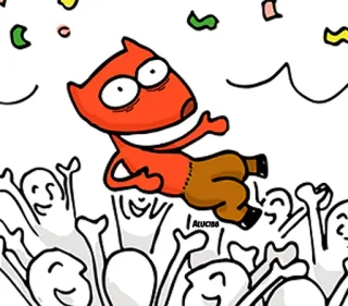 🎉 dessin animé, célébration, foule, confettis, joie, personnage telegram sticker