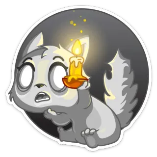 🕯 wilk, świeca, słodki, światło, kreskówka, naklejka telegram sticker