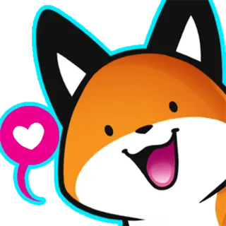 😃 zorro, animal, dibujos animados, lindo, kawaii, corazón, pegatina telegram sticker