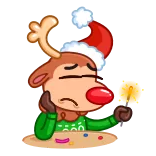 😞 순록, 크리스마스, 슬픈, 휴일, 만화 telegram sticker