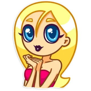 😗 cartoon, girl, blonde, cute, blowing kiss, woman telegram sticker