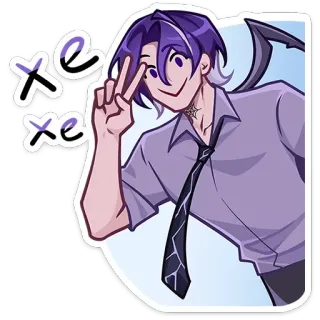 ✌ xe xe Аниме, Манга, Мультфильм, Наклейка, Знак мира telegram sticker
