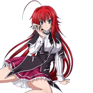 ♠️ Rias Gremory High School DxD Anime, cabelo ruivo, garota, Ecchi telegram sticker