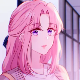 🎟 Anime, Manga, Różowe włosy, Fioletowe oczy, Dziewczyna, Kreskówka telegram sticker