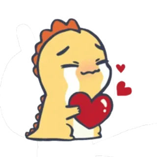 😍 dinosaur, cry, heart, sad, love, cartoon telegram sticker