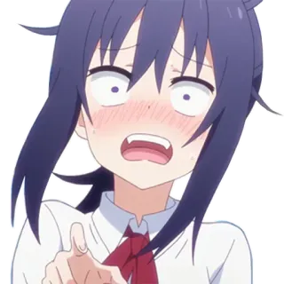😱 anime, cartoon, girl, pointing, blush, embarrassed telegram sticker