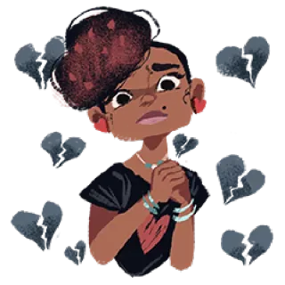 💔 Dessin animé, Fille, Coeur, Triste, Émotionnel telegram sticker