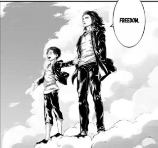 💙 Eren Yeager Attack on Titan FREEDOM. anime, manga, freedom, clouds, eren yeager, character, attack on titan telegram sticker