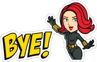 👋 Black Widow BYE! desenho animado, super-herói, aceno, despedida, adeus telegram sticker