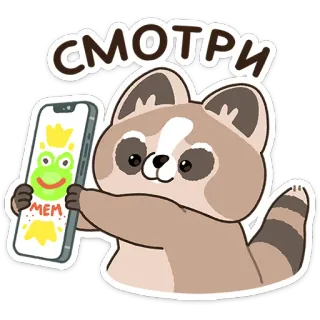 😔 СМОТРИ rakun, binatang, katak, meme, telepon, lucu whatsapp sticker
