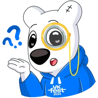 🤔 VK fest 2024 sticker, Bär, Monokel, Frage, blau, Cartoon, Tier telegram sticker