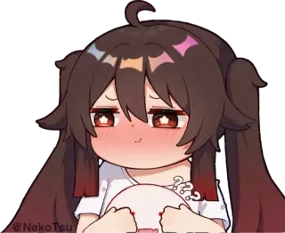 ☺ Hu Tao Genshin Impact animé, mignon, kawaii, chibi, Genshin Impact, Hu Tao, jeu vidéo whatsapp sticker