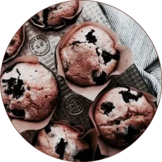 ☕️ muffins, food, baking, dessert, blueberry muffins, pastry telegram sticker