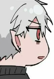 🤍 anime style, cartoon, earring, gray hair, simple illustration, cute, profile view whatsapp sticker