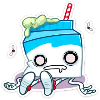 😵 milch, cartoon, essen, getränk, fliege, süß, aufkleber whatsapp sticker