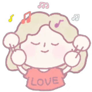 🎼 LOVE amor, música, fofo, desenho animado, coração, menina, notas telegram sticker