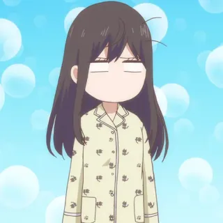 🎶 anime, cartone animato, ragazza, assonnata, pigiama, carina, manga whatsapp sticker