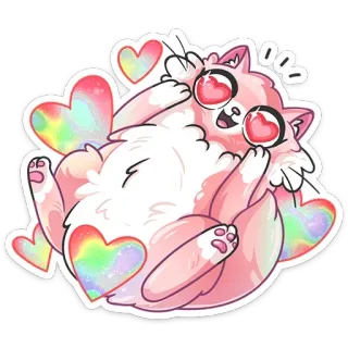 🌈 猫, 爱心, 爱, 卡哇伊, 可爱, 贴纸, 动物, 彩虹 telegram sticker