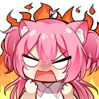 😡 Anime, Enojado/a, Rosa, Fuego, Chica gato, Frustrado/a telegram sticker