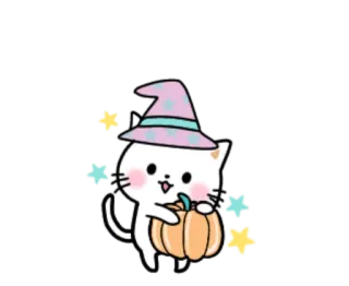 🎃 кот, хэллоуин, ведьма, тыква, милый, стикер whatsapp sticker