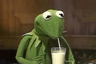🥛 Kermit カーミット, マペッツ, 飲酒, ミーム telegram sticker