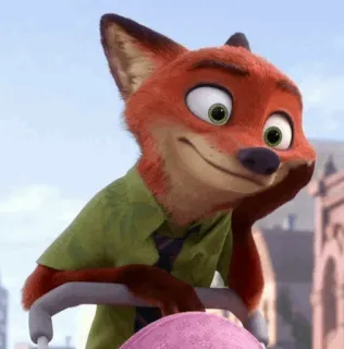 📍 Nick Wilde Zootopia アニメ, キツネ, ニック・ワイルド, ズートピア, 動物, アニメーション telegram sticker