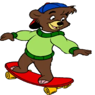 🏂 Bär, Cartoon, Skateboard, Tier, Skateboarden, Figur telegram sticker