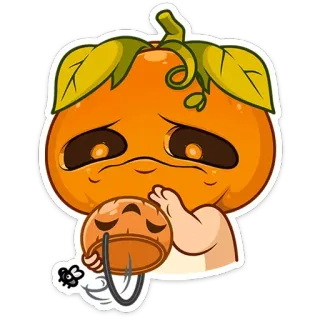 😞 호박, 슬픈, 귀여운, 만화, 가을, 할로윈, 날다 telegram sticker