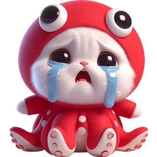 😭 cartoon, sad, crying, animal, cute, octopus, bunny, sticker telegram sticker