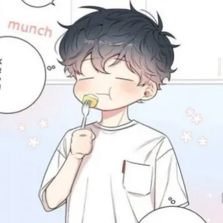🐚 munch Мультфильм, Еда, Пища, Чиби, Милый, Аниме, Жуёт whatsapp sticker