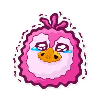 😖 bird, pink, sad, crying, emoji, cartoon telegram sticker