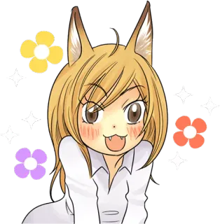 😝 Anime, Dibujos animados, Zorro, Chica, Lindo, Orejas de animales, Flores whatsapp sticker