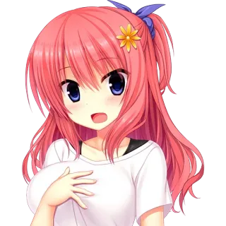 👙 anime girl, cartoon, cute, pink hair, flower, female whatsapp sticker