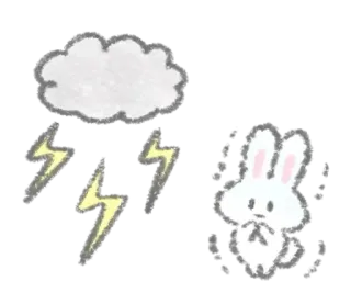 🥢 nuage, éclair, lapin, météo, orage, dessin animé telegram sticker