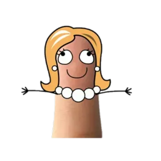 👏 cartoon, finger, woman, character whatsapp sticker