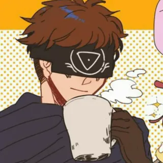 ☔️ anime, character, cup, blindfold, brown hair telegram sticker