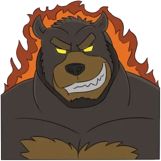 😈 медведь, животное, мультфильм, злой, огонь, угрожающий whatsapp sticker