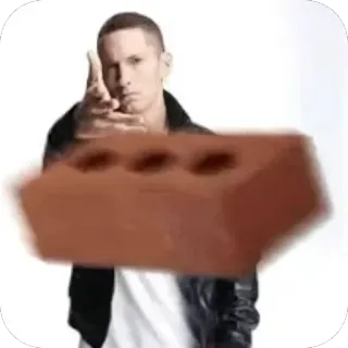 🧱 Eminem Music Eminem, Marshall Mathers, brick, throwing a brick, rapper, hip hop, meme, hilarious telegram sticker